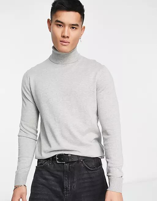 Jack & Jones turtle neck sweater in light gray melange Cover