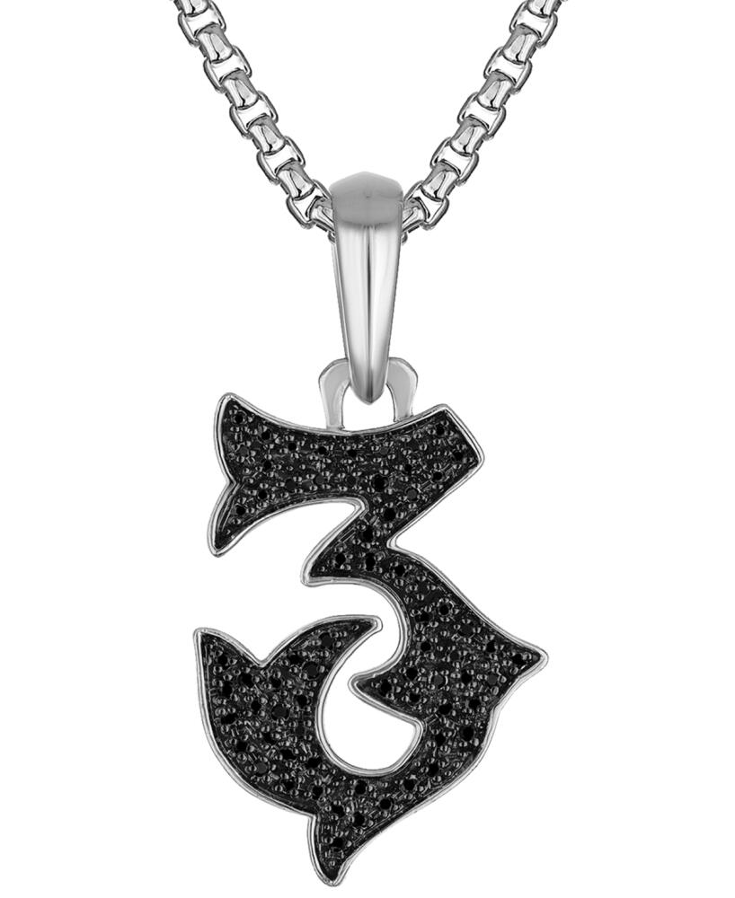 Bulova Men's Black Diamond Number 3 Pendant Necklace (1/3 ct. t.w.) in Sterling Silver-Plate, 24" + 2" extender Cover