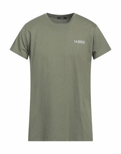 14bros Man T-shirt Military green Cotton Cover