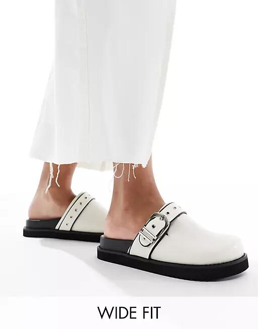 RAID Wide Fit Nellie platform mules in cream-White Cover