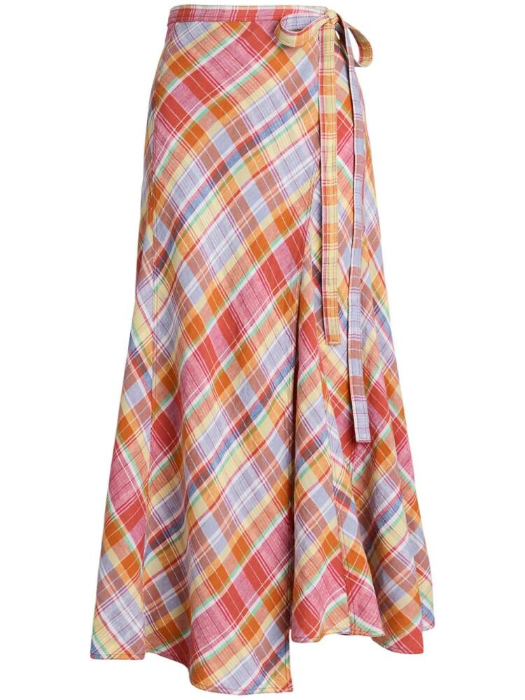 Polo Ralph Lauren check-pattern wrap-design midi skirt - Pink Cover