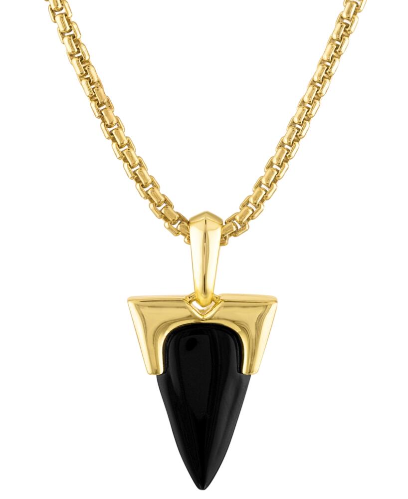 Bulova Men's Icon Black Onyx Pendant Necklace in 14k Gold-Plated Sterling Silver, 24" + 2" extender - Na Cover