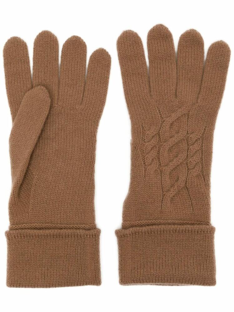 N.Peal cable-knit cashmere gloves - Brown Cover