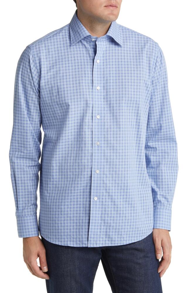 Peter Millar Cashel Check Flesh Finish Button-Up Shirt in Channel Blue Cover