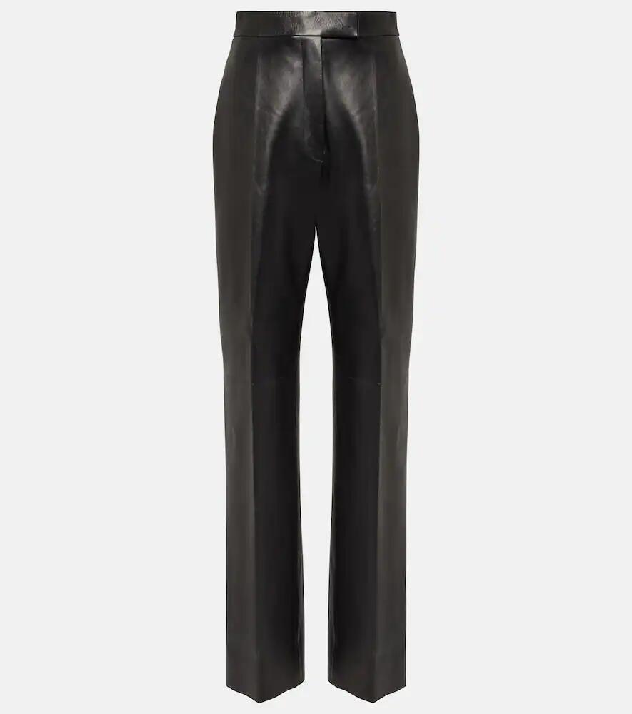 Alexander McQueen High-rise leather straight pants Cover