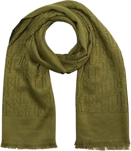 LAUREN Ralph Lauren Logo Jacquard Scarf (Olive Fern) Scarves Cover