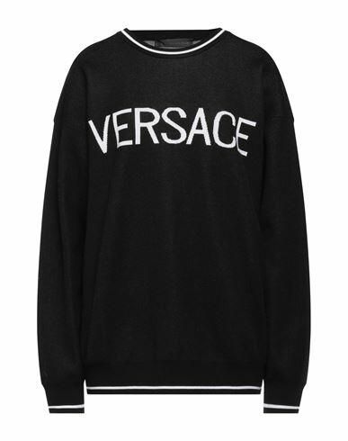 Versace Woman Sweater Black Cotton, Wool Cover