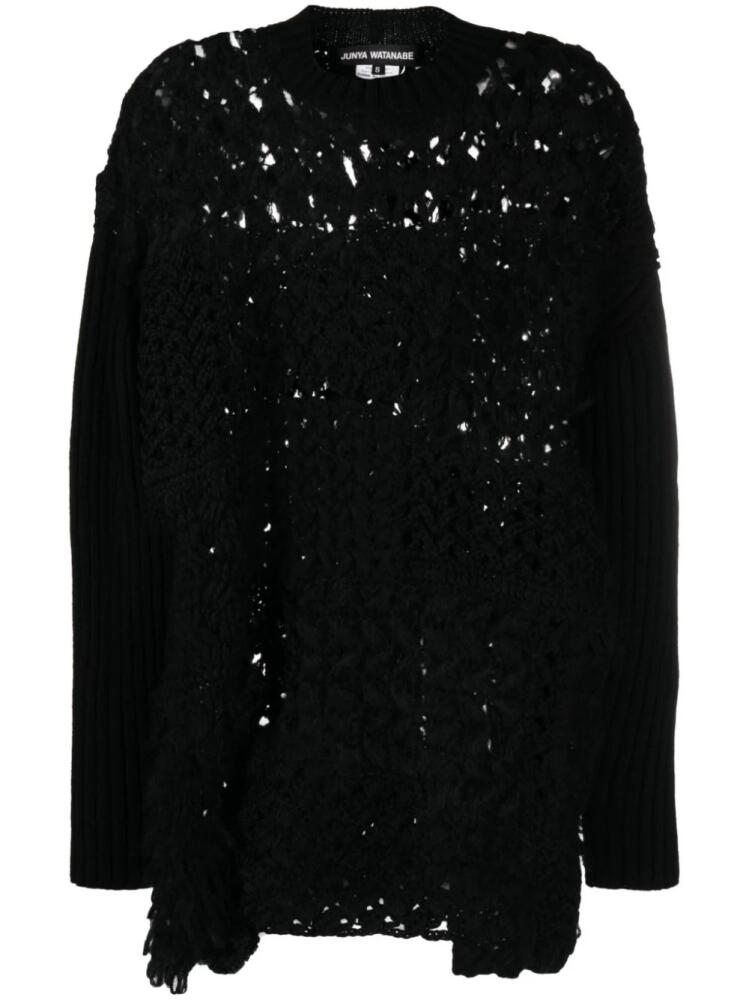 Junya Watanabe panelled open-knit jumper - Black Cover