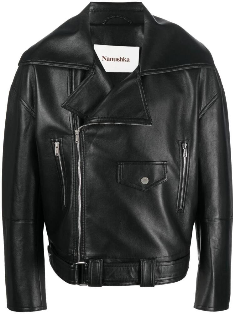 Nanushka zipped biker jacket - Black Cover