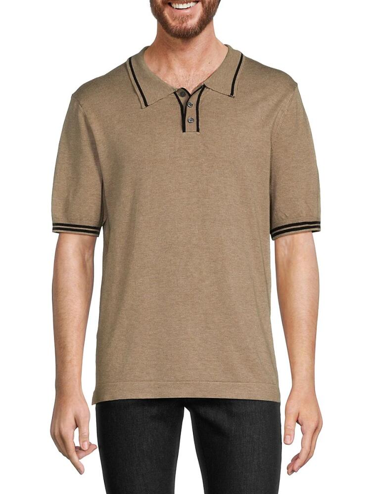 Tahari Men's Tipped Sweater Polo - Oatmeal Cover