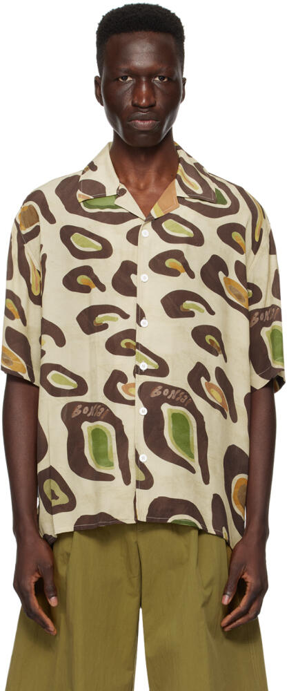 Bonsai Beige & Brown Printed Shirt Cover