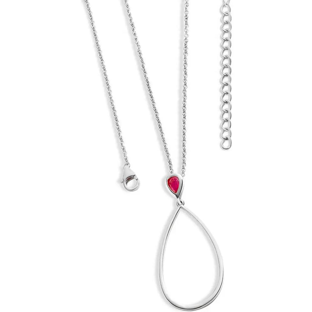 Lucy Quartermaine Long Petal Drop Necklace with Pear Cut Ruby in Sterling Silver Cover