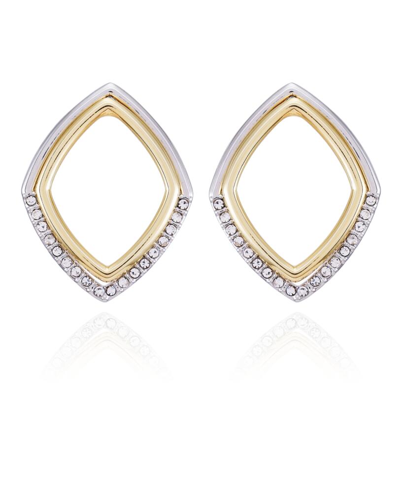 Vince Camuto Two-Tone Glass Stone Diamond Shaped Hoop Earrings - Gold Cover