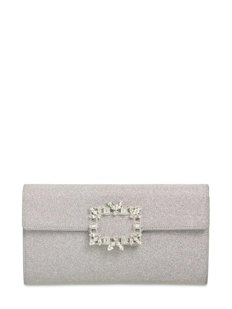 ROGER VIVIER Crystal Buckle Sparkle Envelope Clutch Cover