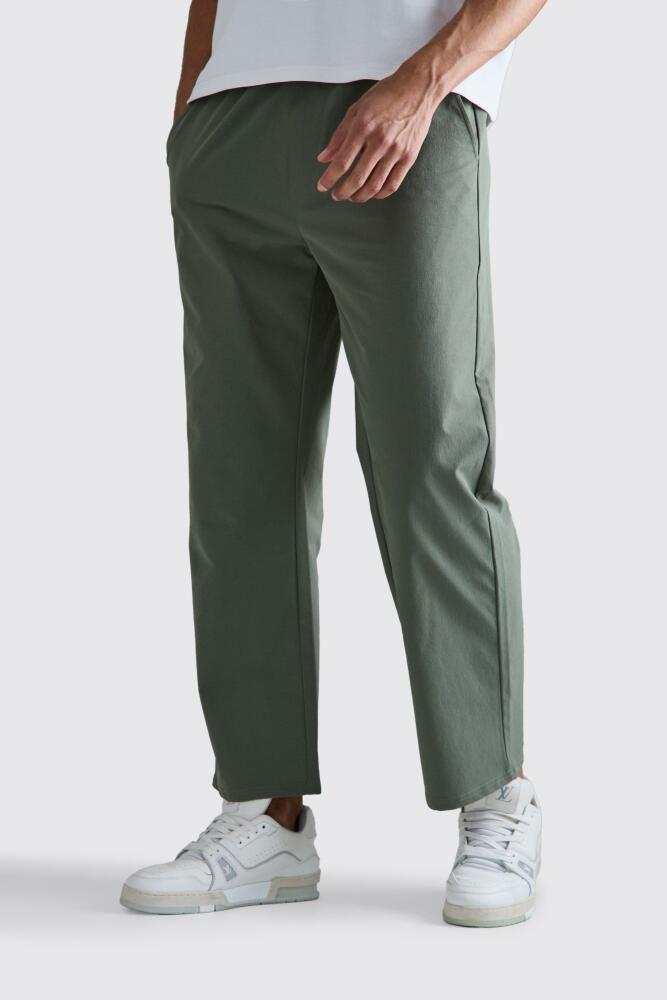 Mens Elasticated Waist Technical Stretch Relaxed Cropped Pants - Green Cover