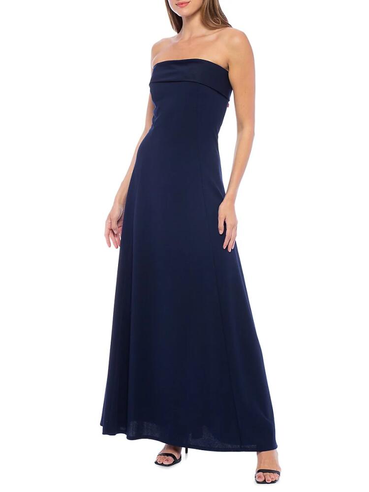 Marina Women's Scuba Sleeveless A Line Gown - Navy Cover