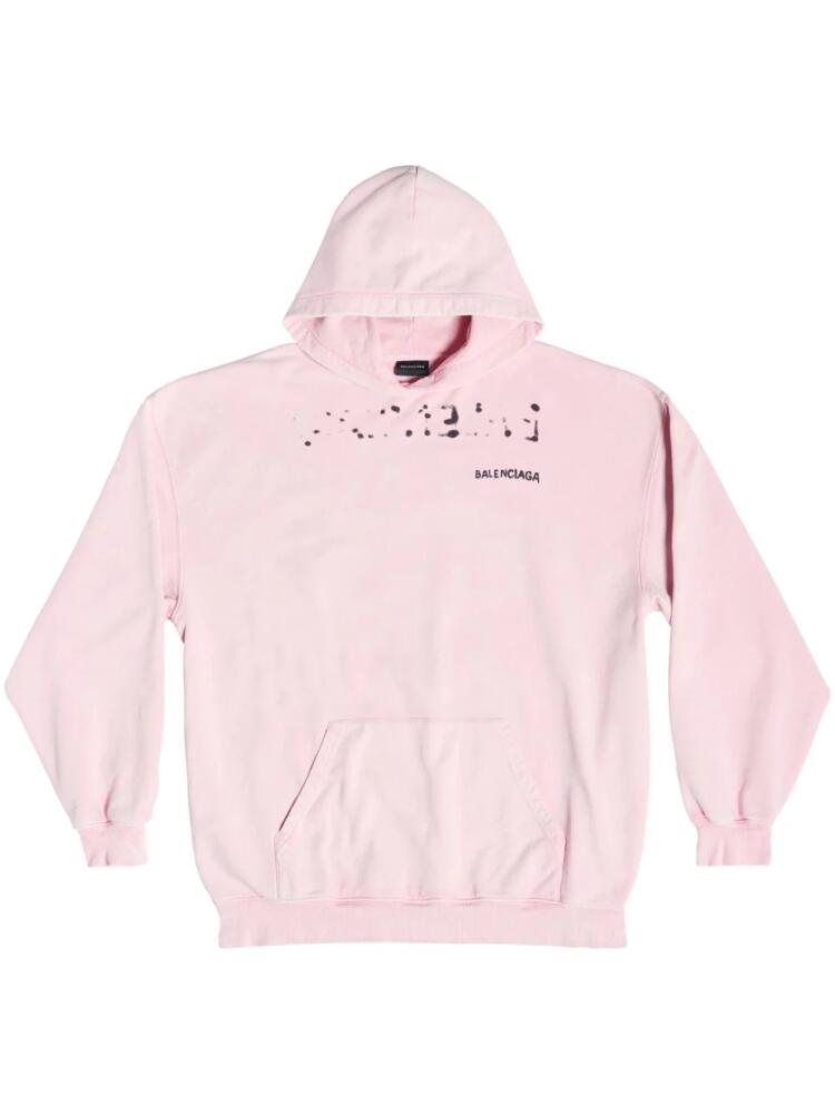 Balenciaga hand drawn-logo cotton hoodie - Pink Cover