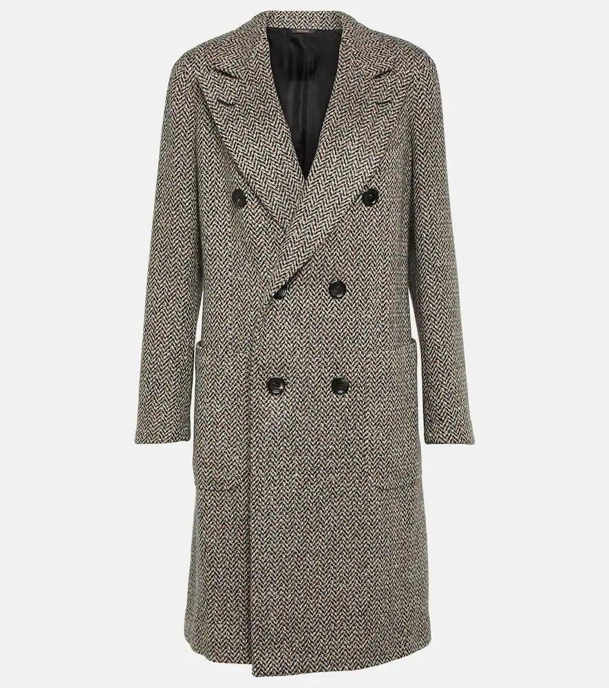 Loro Piana Herwin herringbone linen and cashmere coat Cover