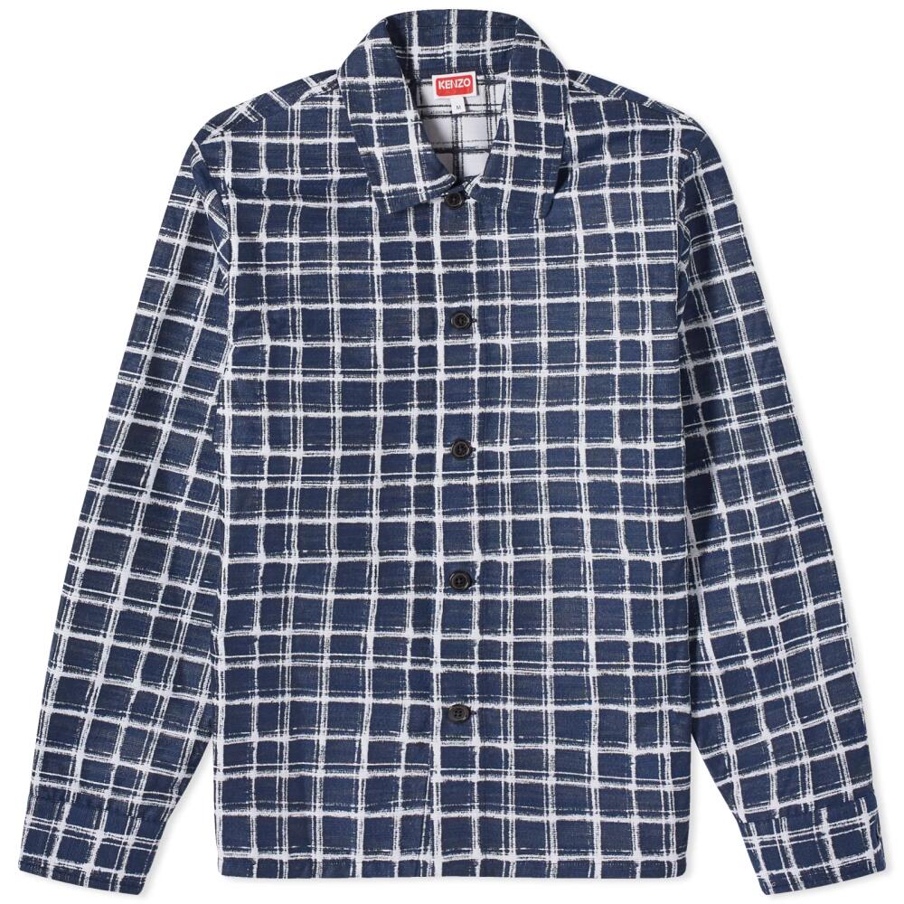 Kenzo Men's Check Jacquard Overshirt in Midnight Blue Cover