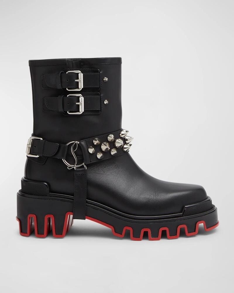 Christian Louboutin Dune Spike Harness Red Sole Biker Booties Cover