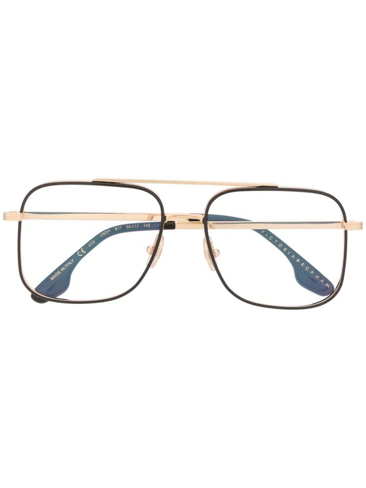 Victoria Beckham Grooved square-frame glasses - Gold Cover