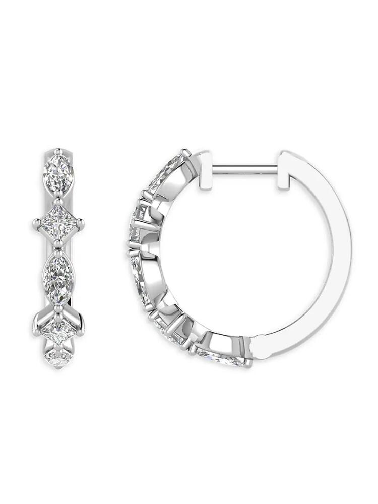 Saks Fifth Avenue Women's 14K White Gold & 1.0 TCW Lab Grown Diamond Hoop Earrings Cover