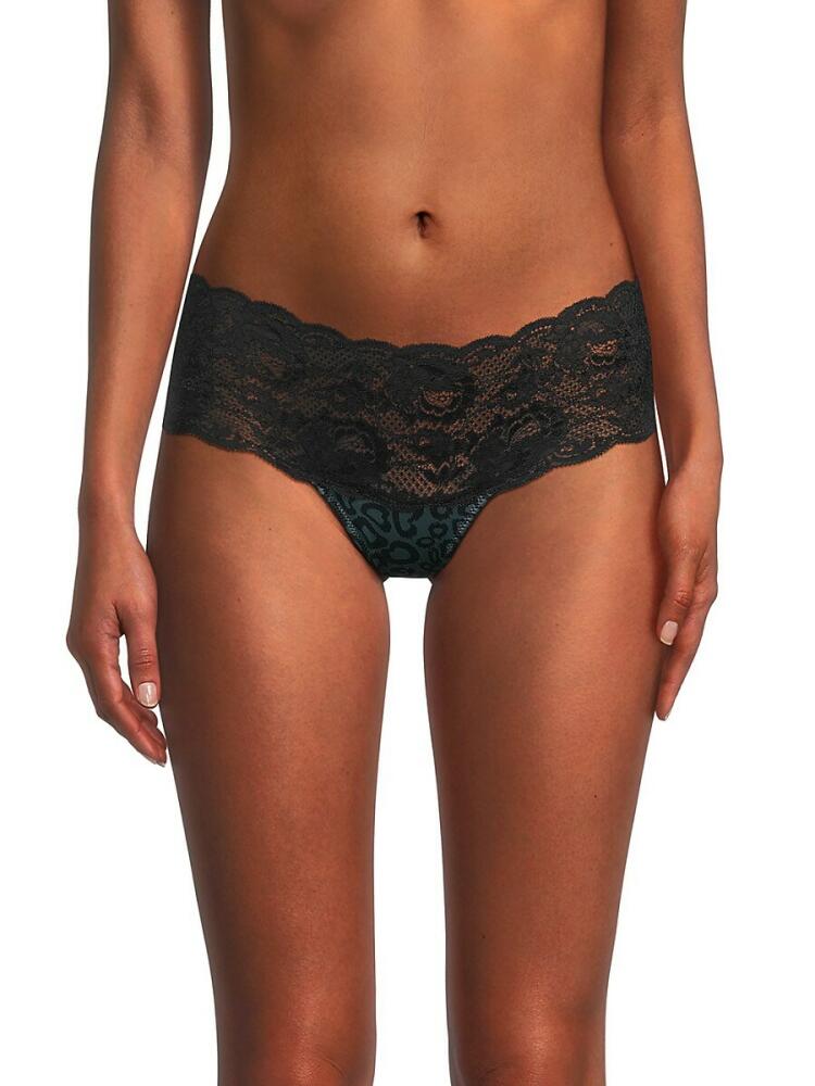 Cosabella Women's Evolution Leopard & Lace Boyshort Panty - Black Cover