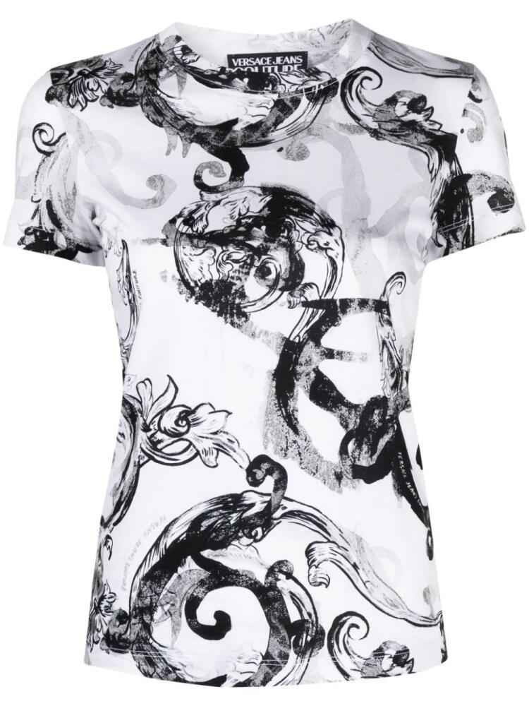 Versace Jeans Couture Watercolour Barocco cotton T-shirt - White Cover