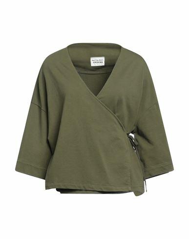 Alessia Santi Woman Sweatshirt Military green Cotton, Elastane Cover