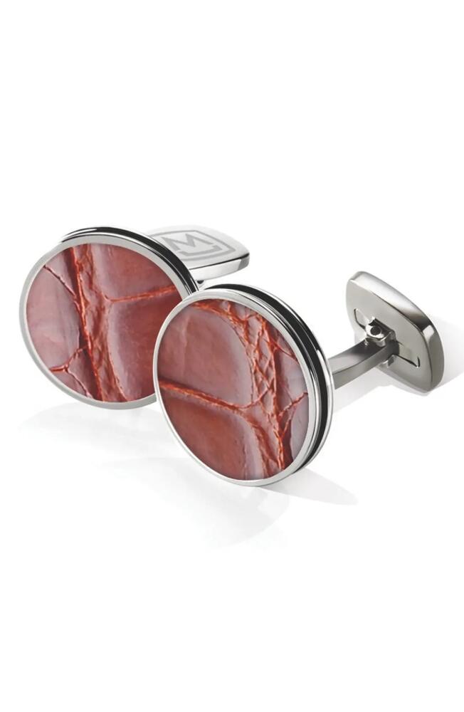 M-Clip® Alligator Cuff Links in Stainless Steel/Cognac Cover