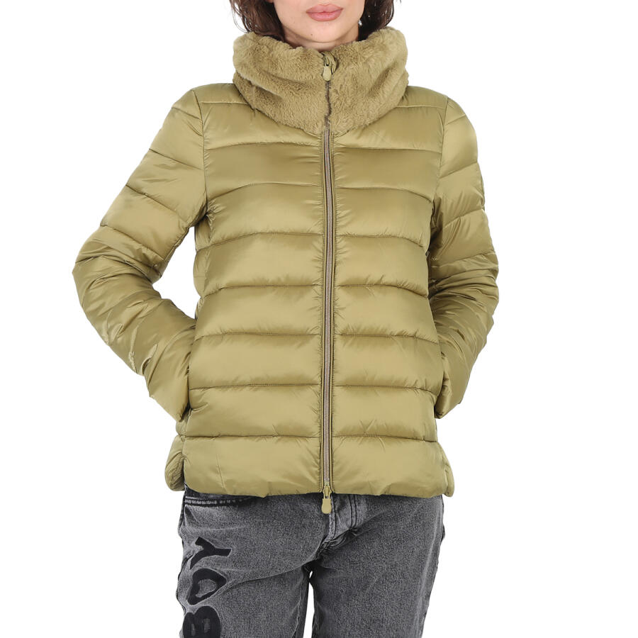 Save The Duck Willow Green Mei Faux Fur Collar Jacket Cover