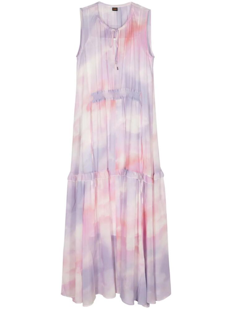 BOSS Delong abstract-print midi dress - Pink Cover