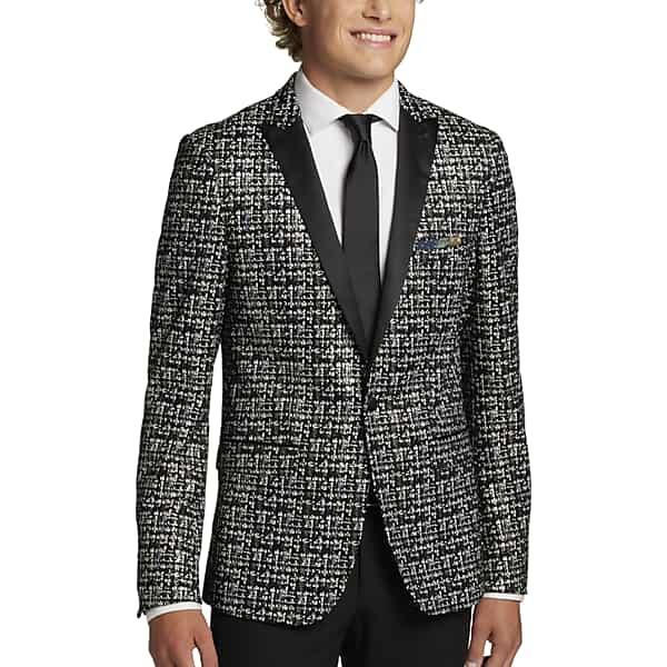 Paisley & Gray Men's Slim Fit Peak Lapel Dinner Jacket Black Silver & Amp; Gold Cover