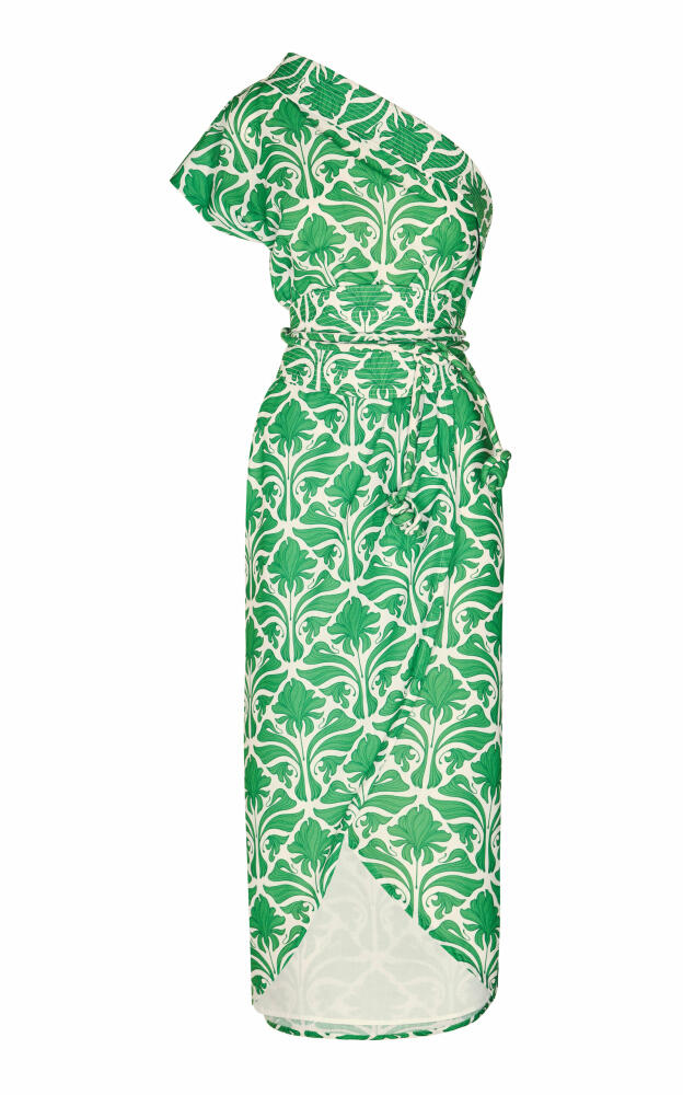 Andres Otalora - Pinar Del Rio Belted Asymmetric Linen Midi Dress - Green Cover