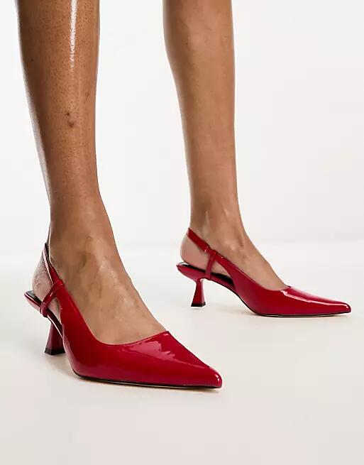 Glamorous slingback mid stiletto heels in red patent Cover