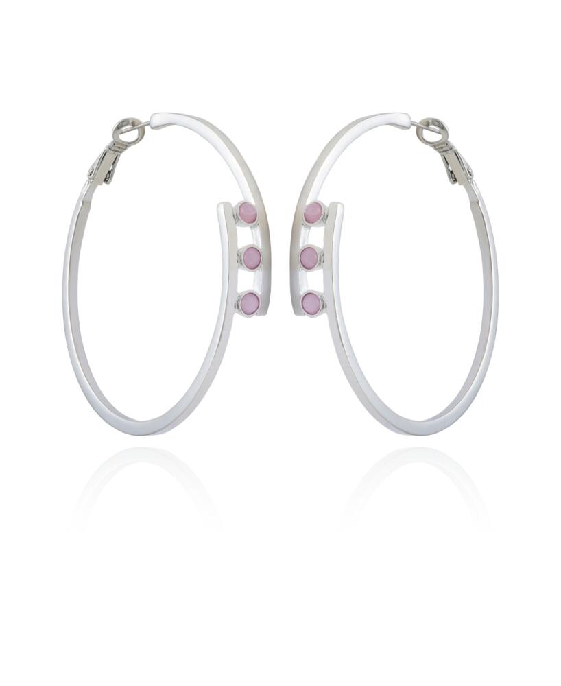 Vince Camuto Silver-Tone and Crystal 3 Stone Hoop Earring - Silver-Tone, Crystal Cover