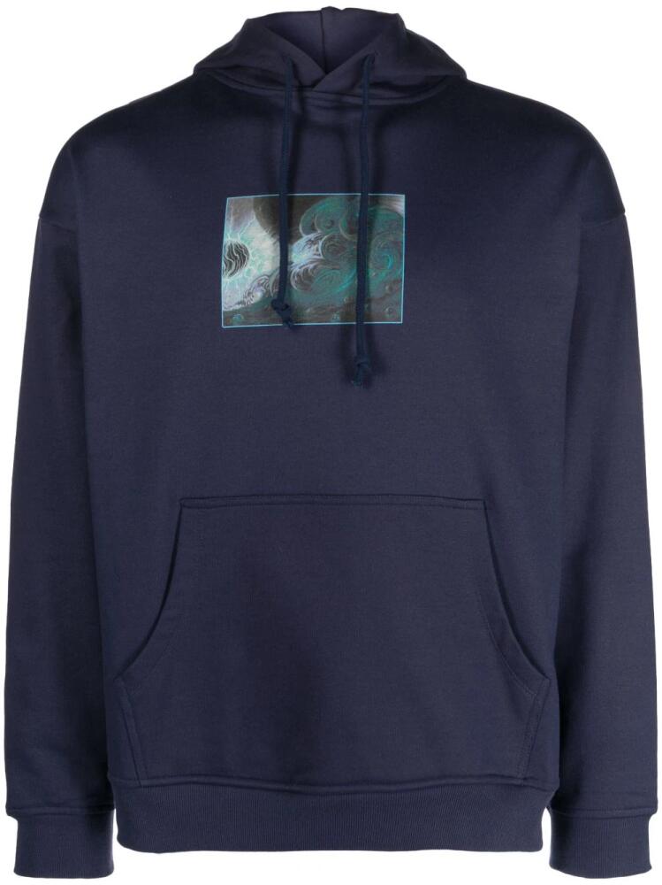 RASSVET graphic-print cotton hoodie - Blue Cover