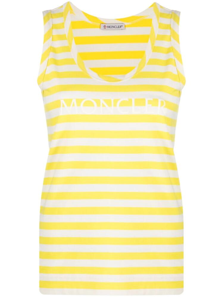 Moncler striped logo-print tank top - Yellow Cover