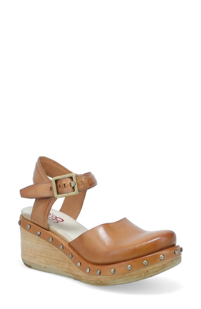 A. S.98 Pietro Studded Wedge Pump in Camel Cover