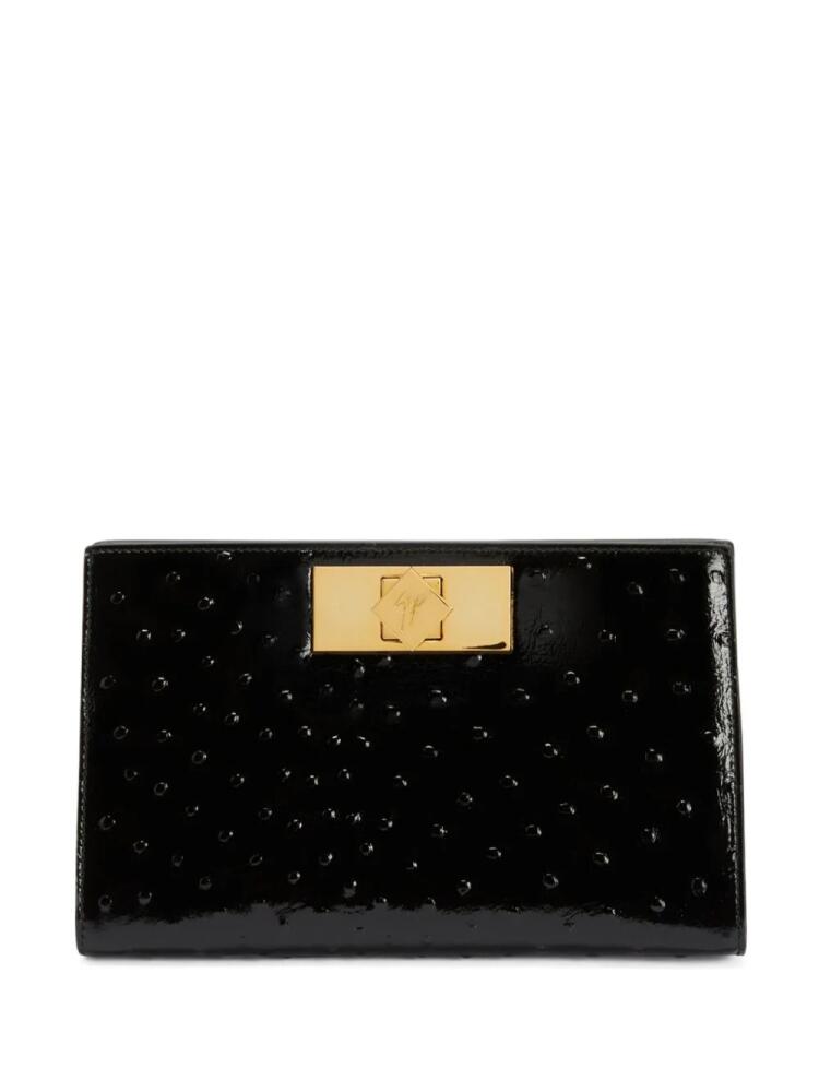 Giuseppe Zanotti Annhita ostrich-print leather clutch bag - Black Cover