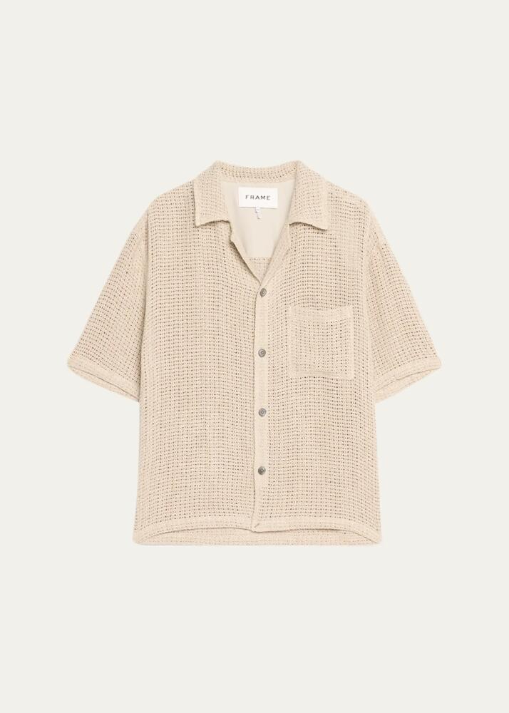 FRAME Men's Linen Open Weave Overshirt Cover