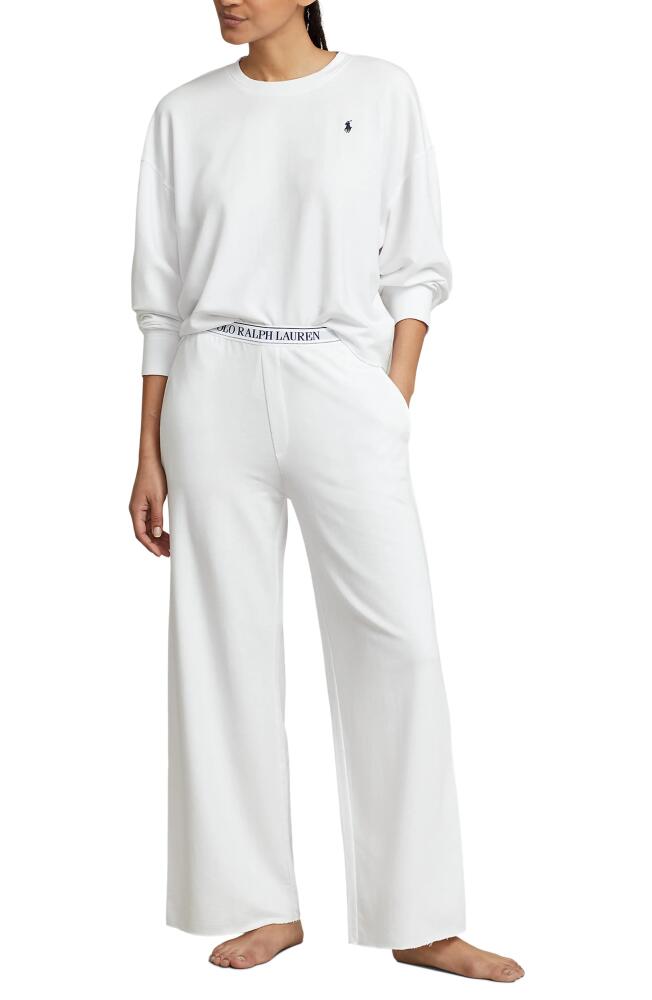 Polo Ralph Lauren Sweatshirt & Wide Leg Pajamas in White Cloud Cover