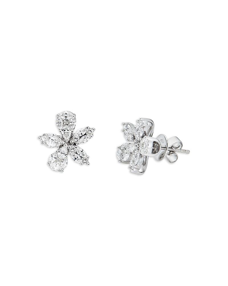 Zydo 18K White Gold Mosaic Diamond Flower Stud Earrings Cover