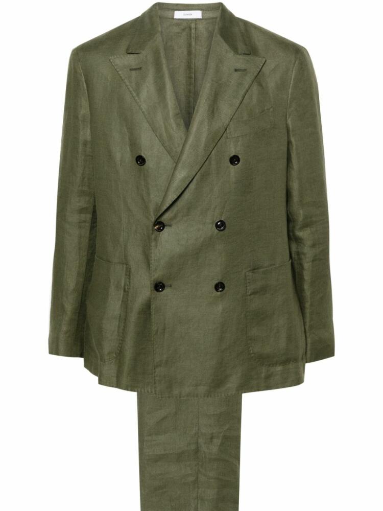 Boglioli double-breasted linen suit - Green Cover