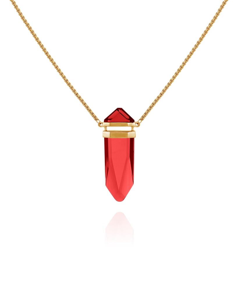 Vince Camuto Imitation Red Siam Epoxy Pendant Gold-Tone Long Chain Statement Necklace - Gold, Imitation Siam Red Cover