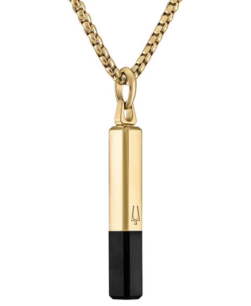 Bulova Gold-Tone & Black Ip Stainless Steel Black Spinel Pendant Necklace, 24" + 2" extender - Gold Tone Cover