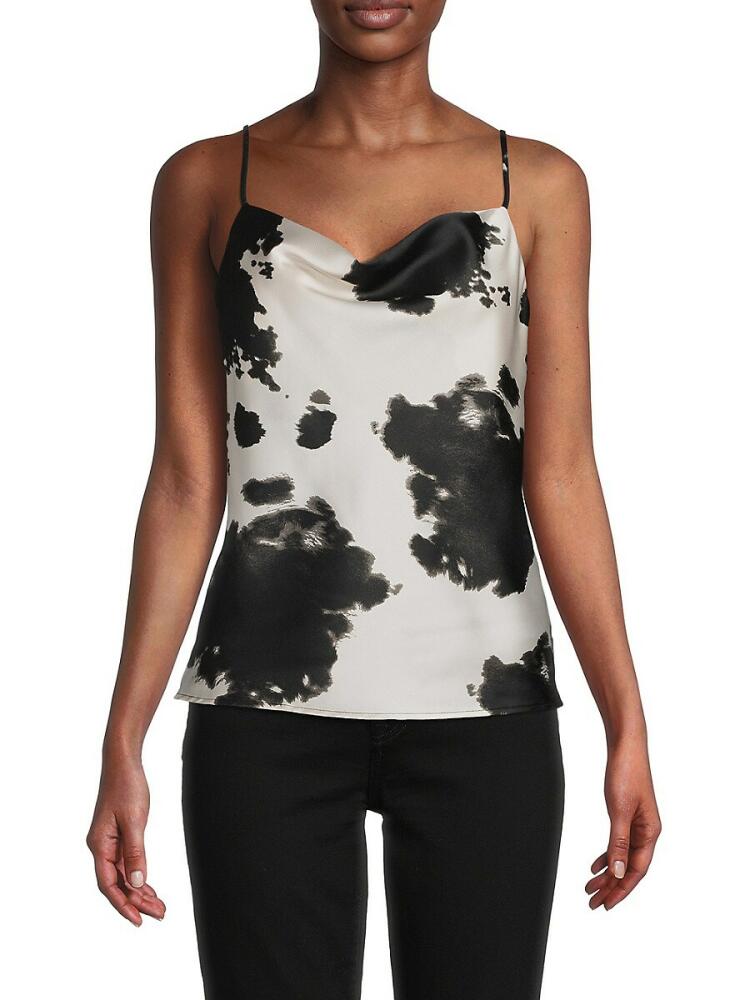 Renee C. Women's Tie Dye Satin Tank Top - Black Cover