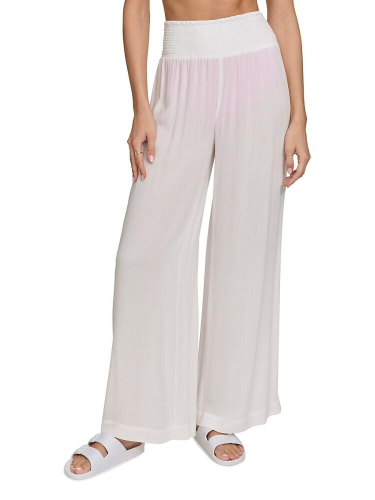 DKNY Women's Gauze Wide Leg Cover Up Pants - Soft White Cover