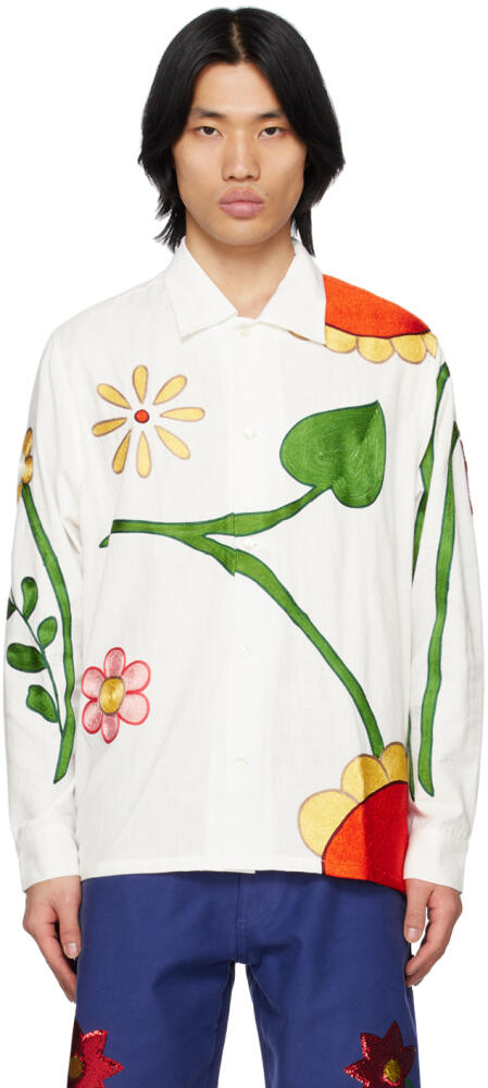 Sky High Farm Workwear White Flower Shirt Cover