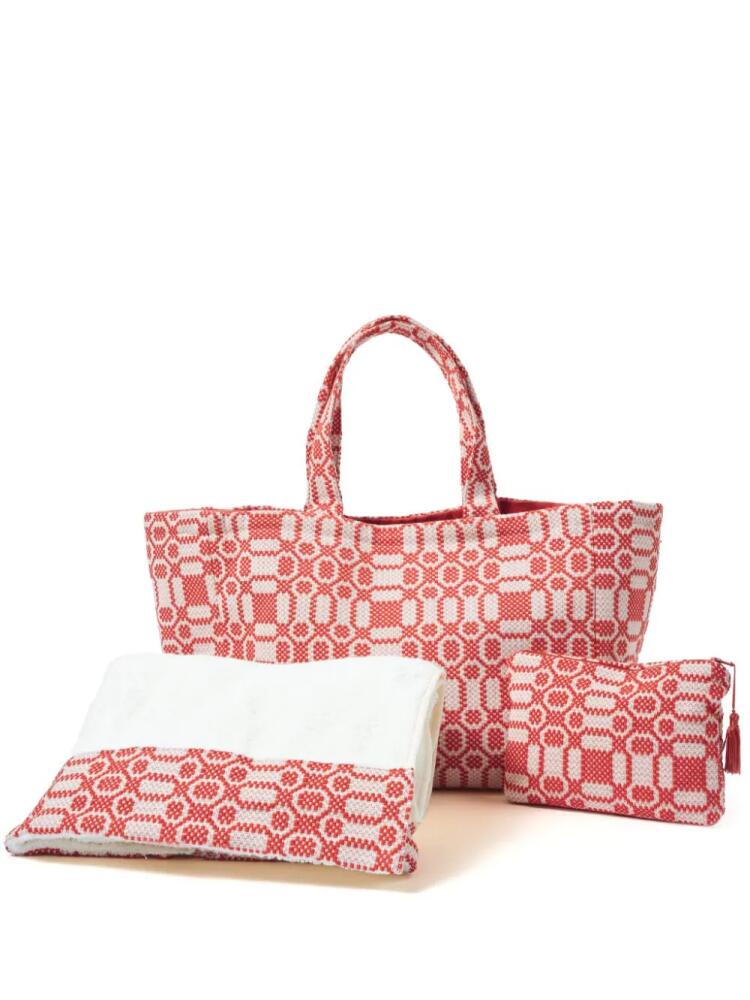 Cabana Lecce geometric-pattern tote set - Red Cover